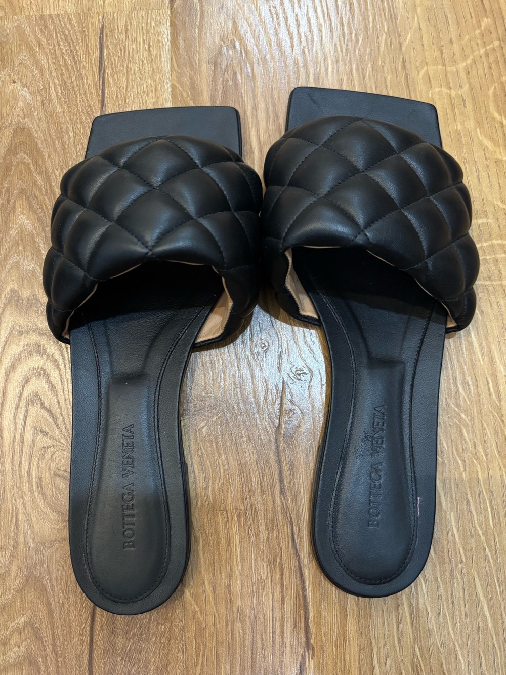 BOTTEGA VENETA Nappa Matelasse Padded Flat Sandals Slides